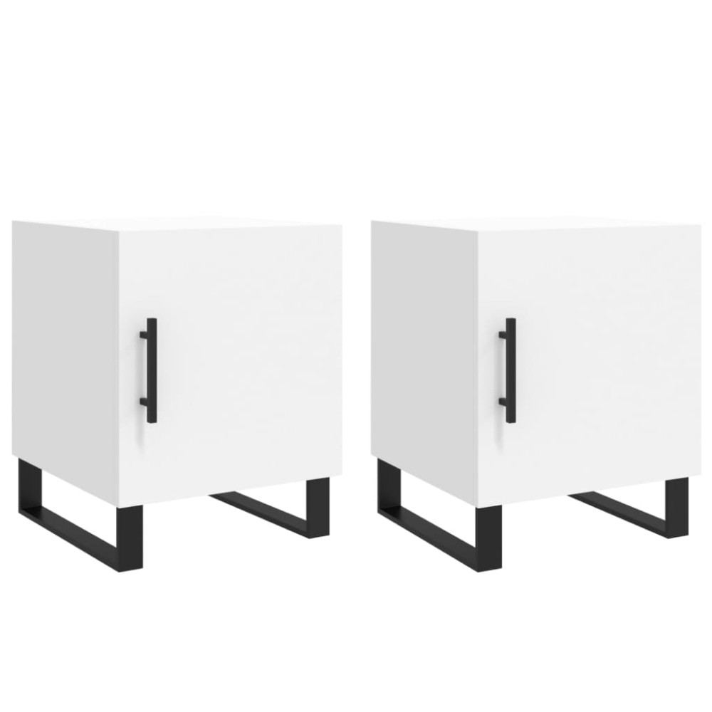 vidaXL Κομοδίνα 2 τεμ. Λευκά 40 x 40 x 50 εκ. από Επεξεργασμένο Ξύλο