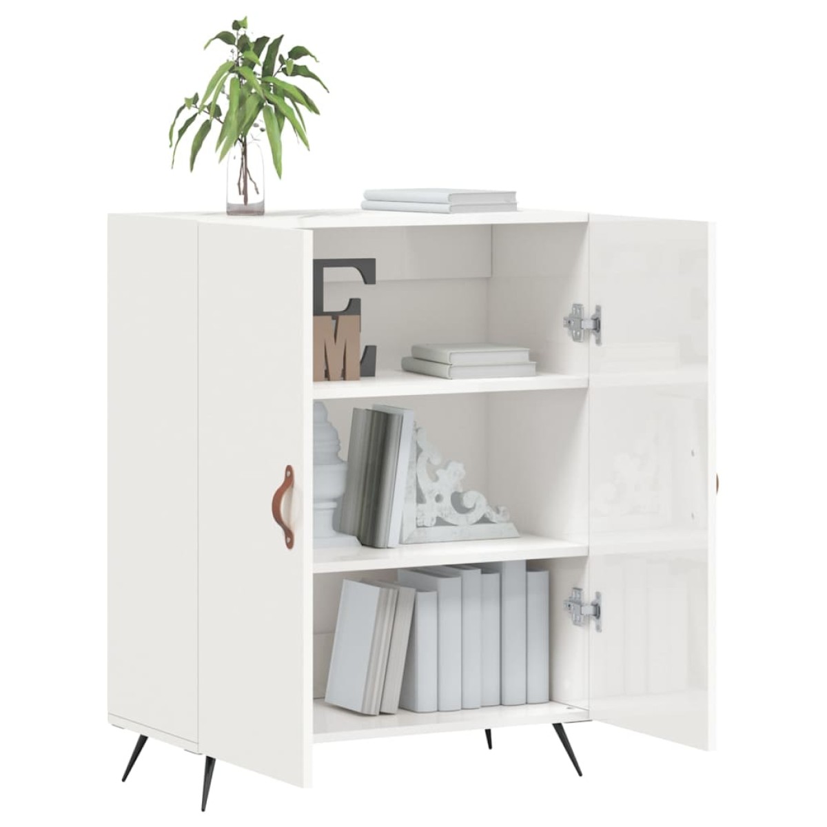 vidaXL Ντουλάπι Γυαλιστερό Λευκό 69,5x34x90 εκ. Επεξεργασμένο Ξύλο