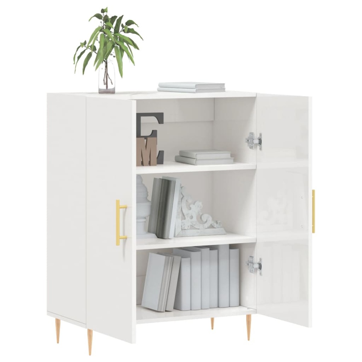 vidaXL Ντουλάπι Γυαλιστερό Λευκό 69,5x34x90 εκ. Επεξεργασμένο Ξύλο
