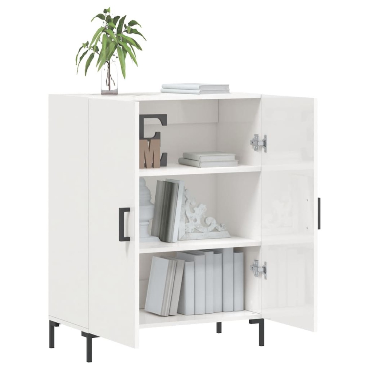 vidaXL Ντουλάπι Γυαλιστερό Λευκό 69,5x34x90 εκ. Επεξεργασμένο Ξύλο