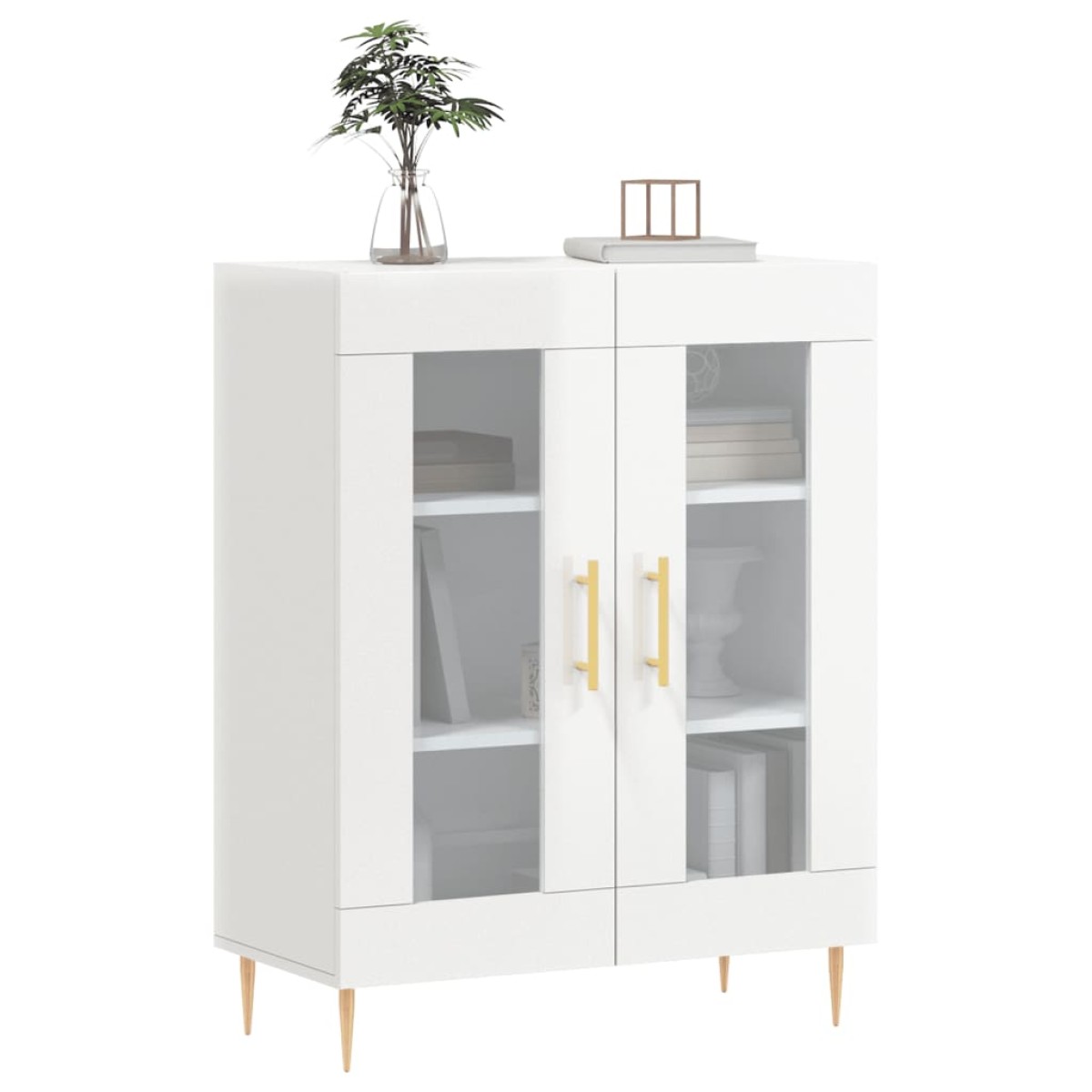 vidaXL Ντουλάπι Γυαλιστερό Λευκό 69,5x34x90 εκ. Επεξεργασμένο Ξύλο