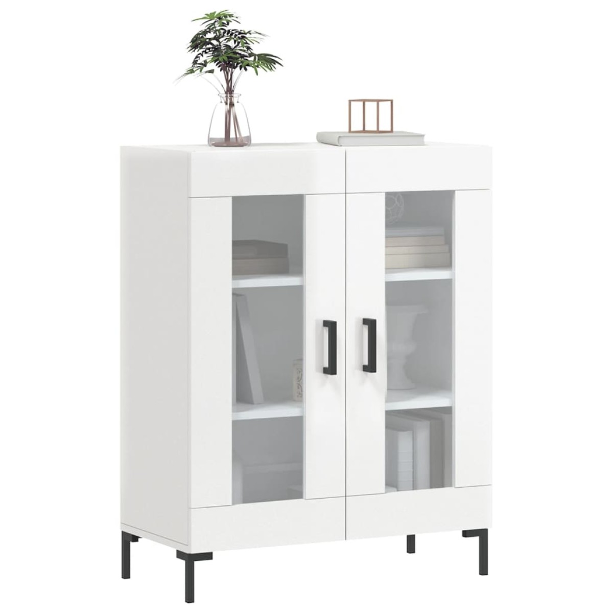 vidaXL Ντουλάπι Γυαλιστερό Λευκό 69,5x34x90 εκ. Επεξεργασμένο Ξύλο