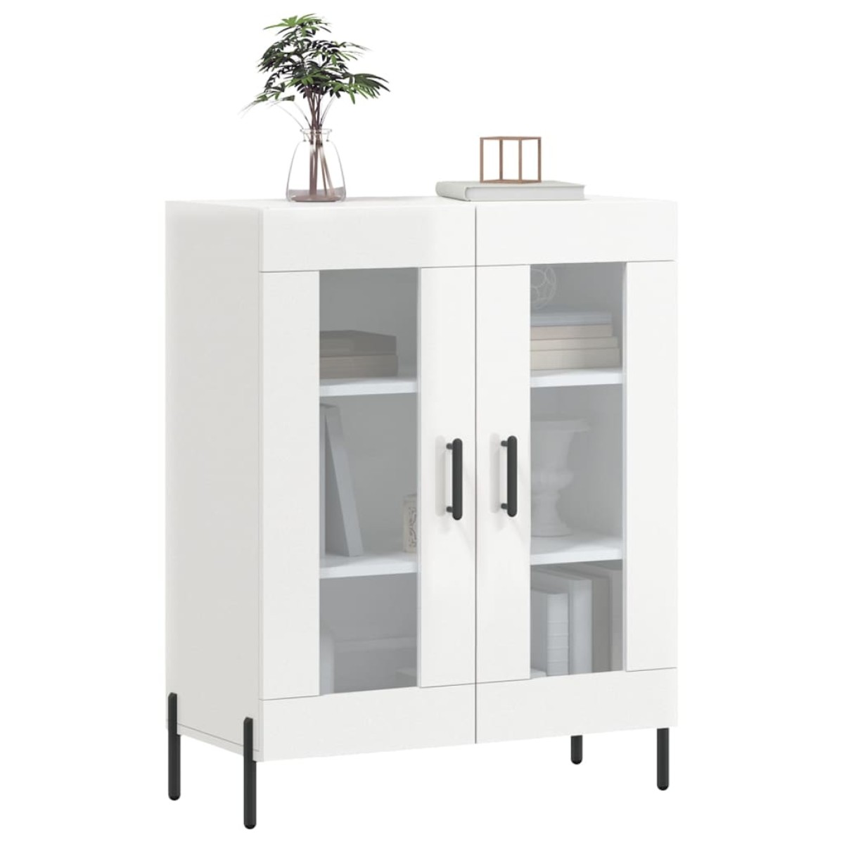 vidaXL Ντουλάπι Γυαλιστερό Λευκό 69,5x34x90 εκ. Επεξεργασμένο Ξύλο