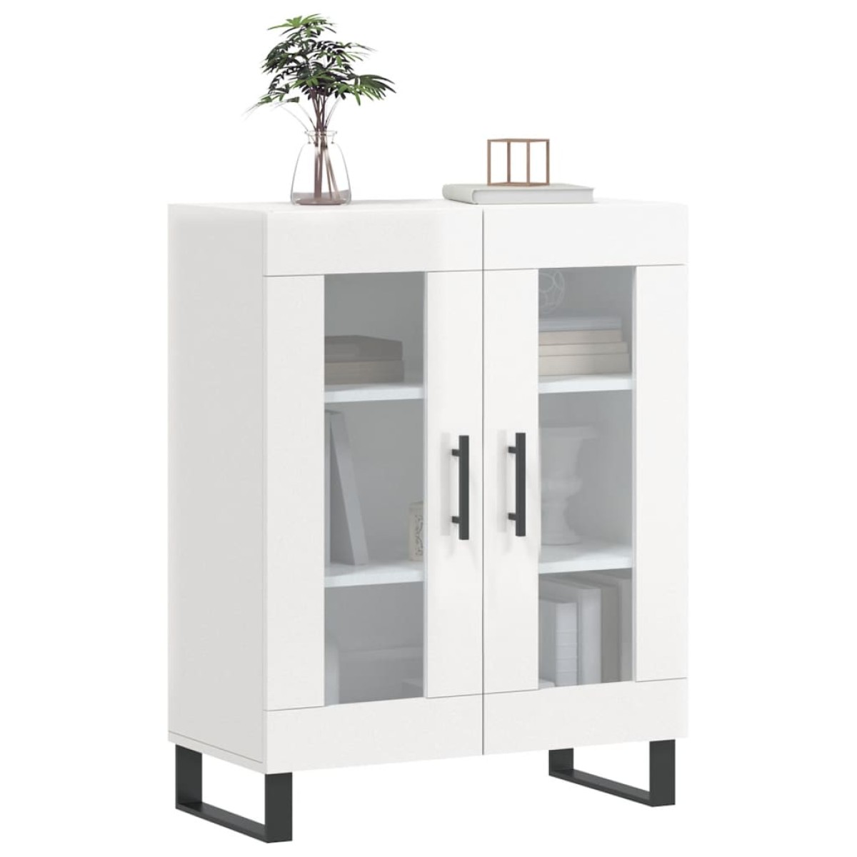 vidaXL Ντουλάπι Γυαλιστερό Λευκό 69,5x34x90 εκ. Επεξεργασμένο Ξύλο
