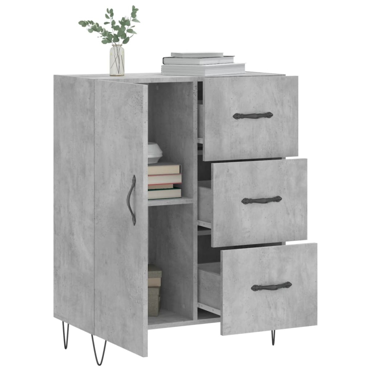 vidaXL Ντουλάπι Γκρι Σκυροδέματος 69,5x34x90 εκ. Επεξεργασμένο Ξύλο