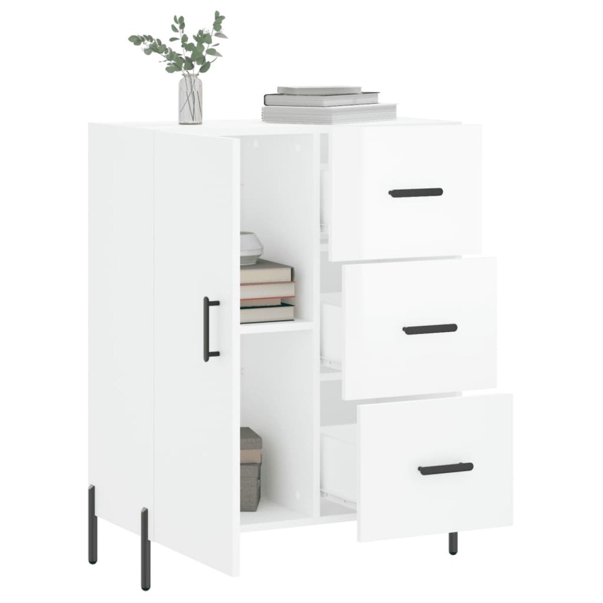 vidaXL Ντουλάπι Γυαλιστερό Λευκό 69,5x34x90 εκ. Επεξεργασμένο Ξύλο