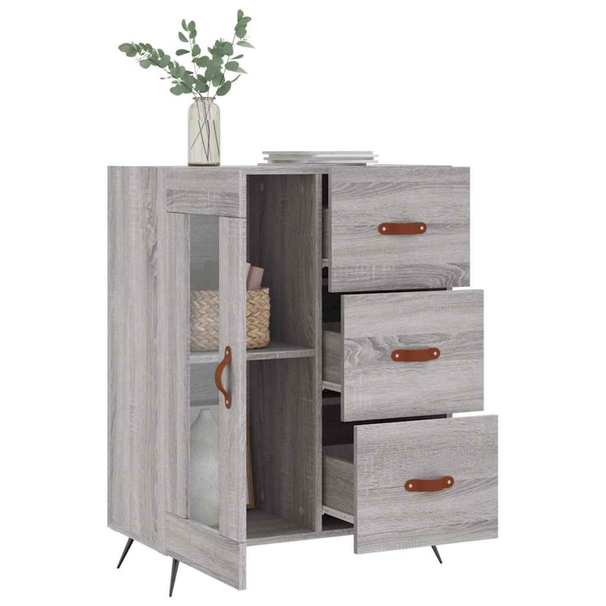 vidaXL Ντουλάπι Γκρι Sonoma 69,5 x 34 x 90 εκ. από Επεξεργασμένο Ξύλο