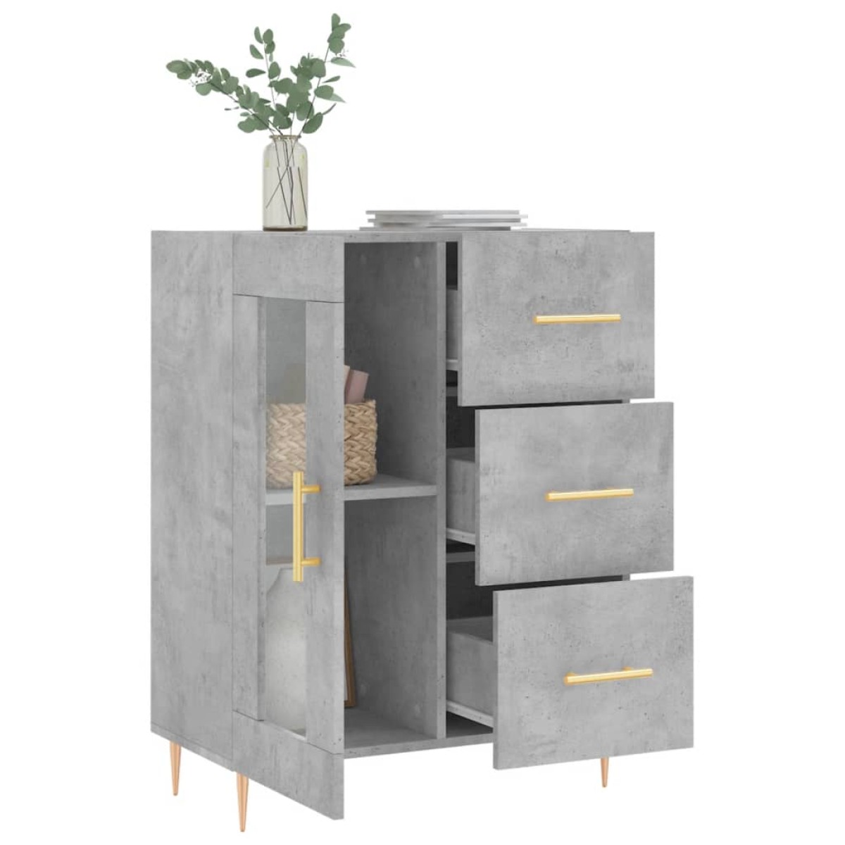 vidaXL Ντουλάπι Γκρι Σκυροδέματος 69,5x34x90 εκ. Επεξεργασμένο Ξύλο