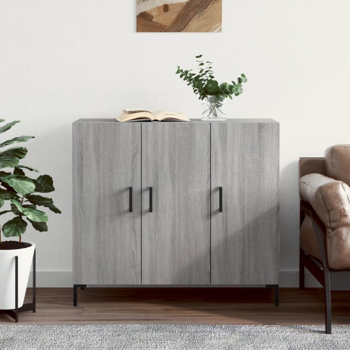 vidaXL Ντουλάπι Γκρι Sonoma 90 x 34 x 80 εκ. από Επεξεργασμένο Ξύλο