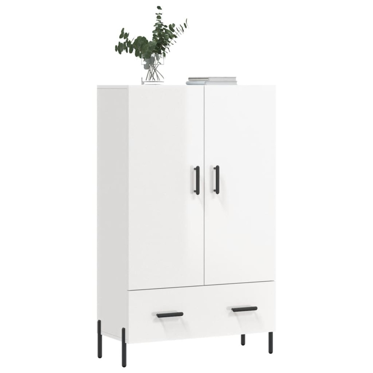 vidaXL Ντουλάπα Γυαλ. Λευκό 69,5 x 31 x 115 εκ. από Επεξεργασμένο Ξύλο