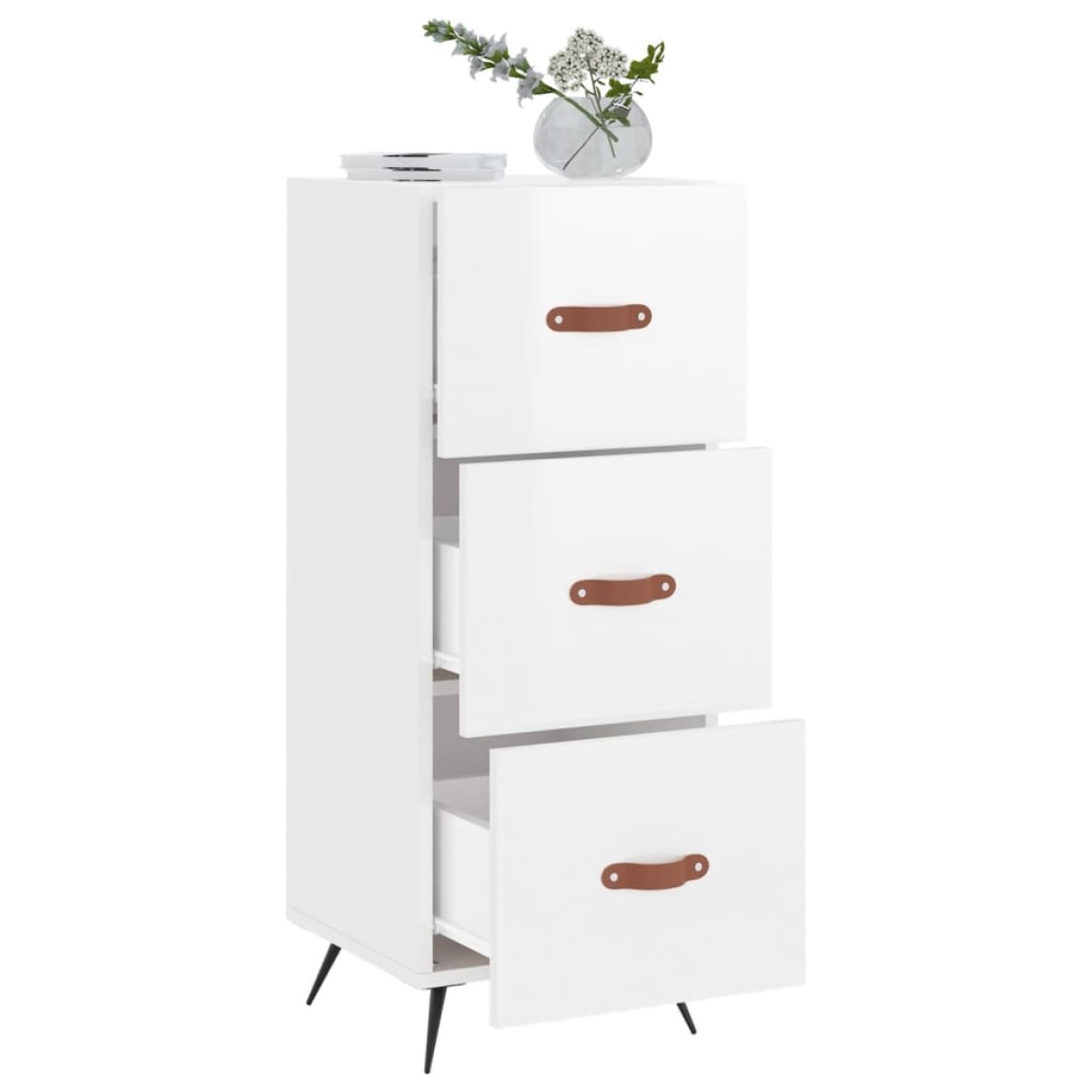 vidaXL Ντουλάπι Γυαλιστερό Λευκό 34,5x34x90 εκ. Επεξεργασμένο Ξύλο