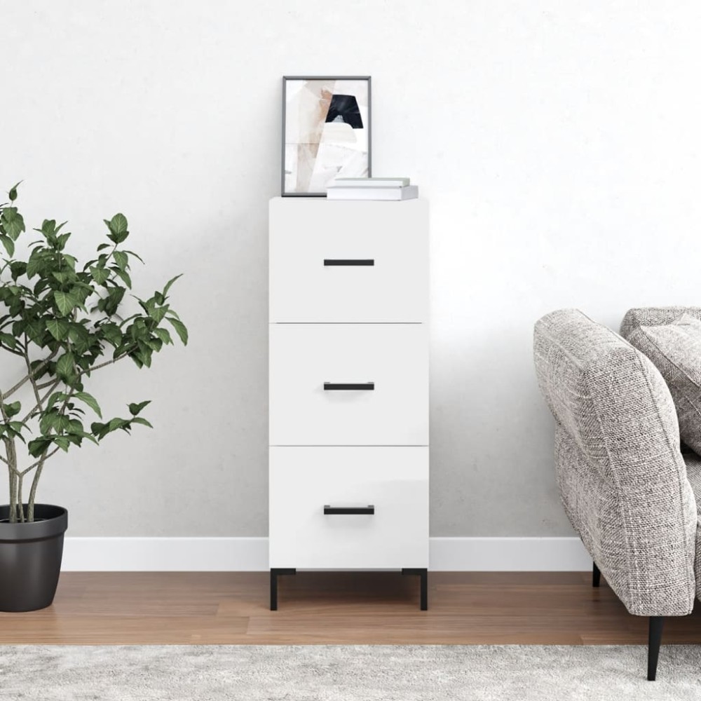 vidaXL Ντουλάπι Γυαλιστερό Λευκό 34,5x34x90 εκ. Επεξεργασμένο Ξύλο