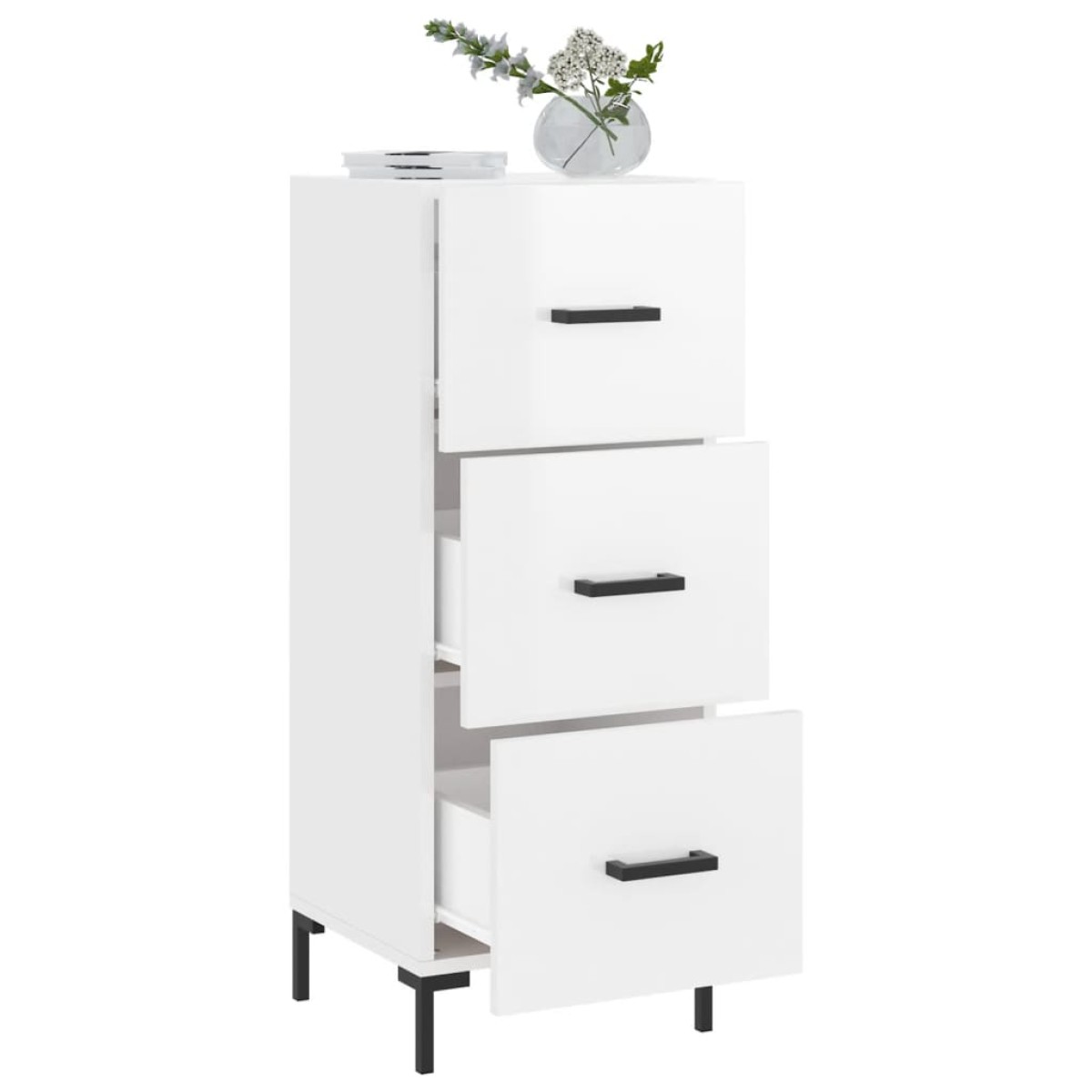 vidaXL Ντουλάπι Γυαλιστερό Λευκό 34,5x34x90 εκ. Επεξεργασμένο Ξύλο
