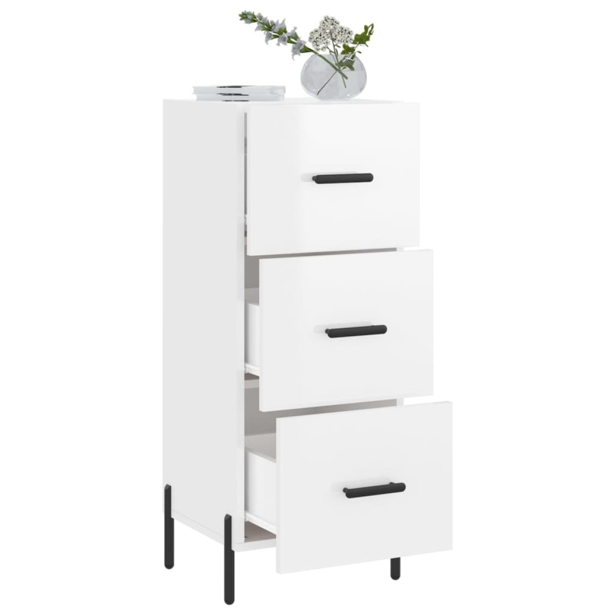 vidaXL Ντουλάπι Γυαλιστερό Λευκό 34,5x34x90 εκ. Επεξεργασμένο Ξύλο