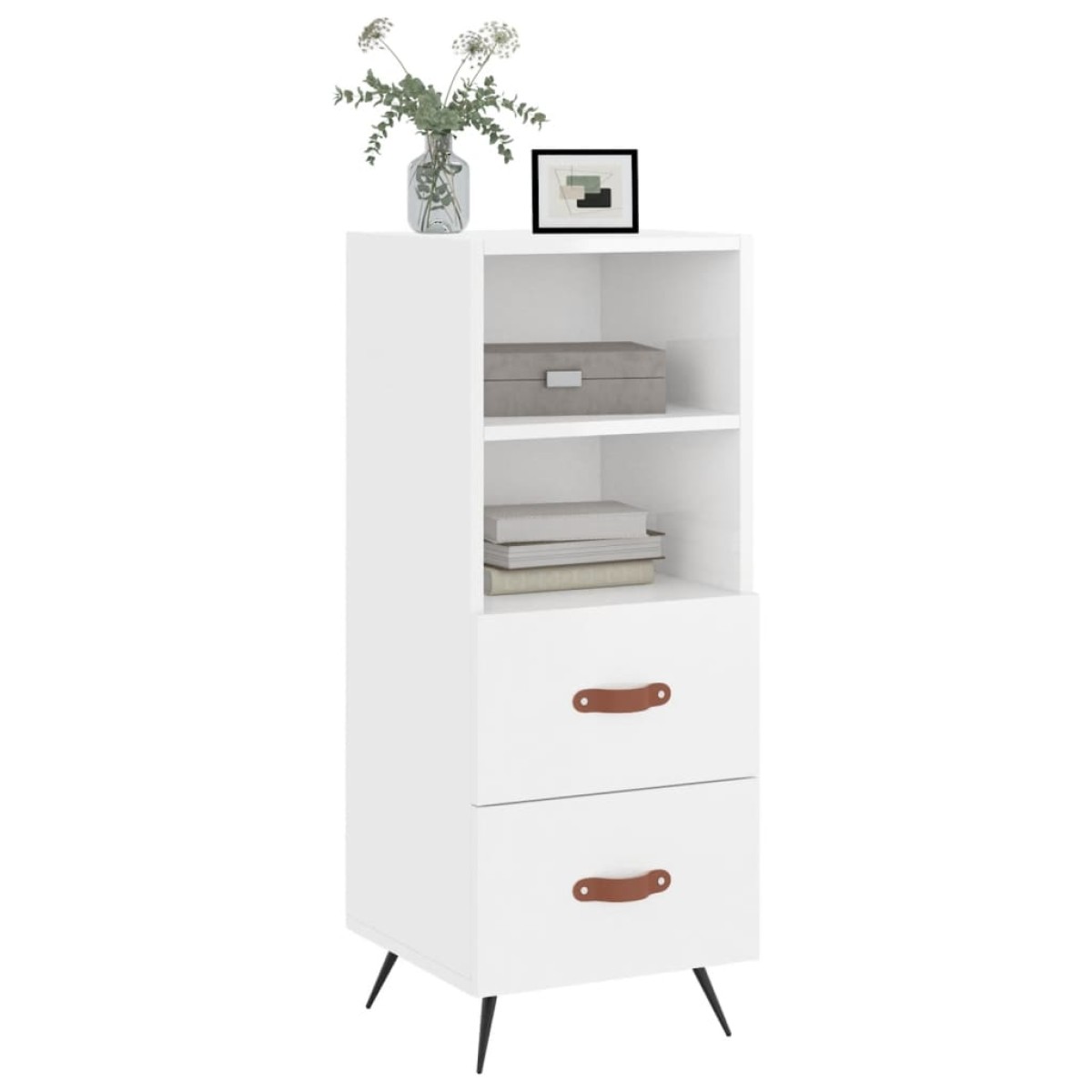 vidaXL Ντουλάπι Γυαλιστερό Λευκό 34,5x34x90 εκ. Επεξεργασμένο Ξύλο
