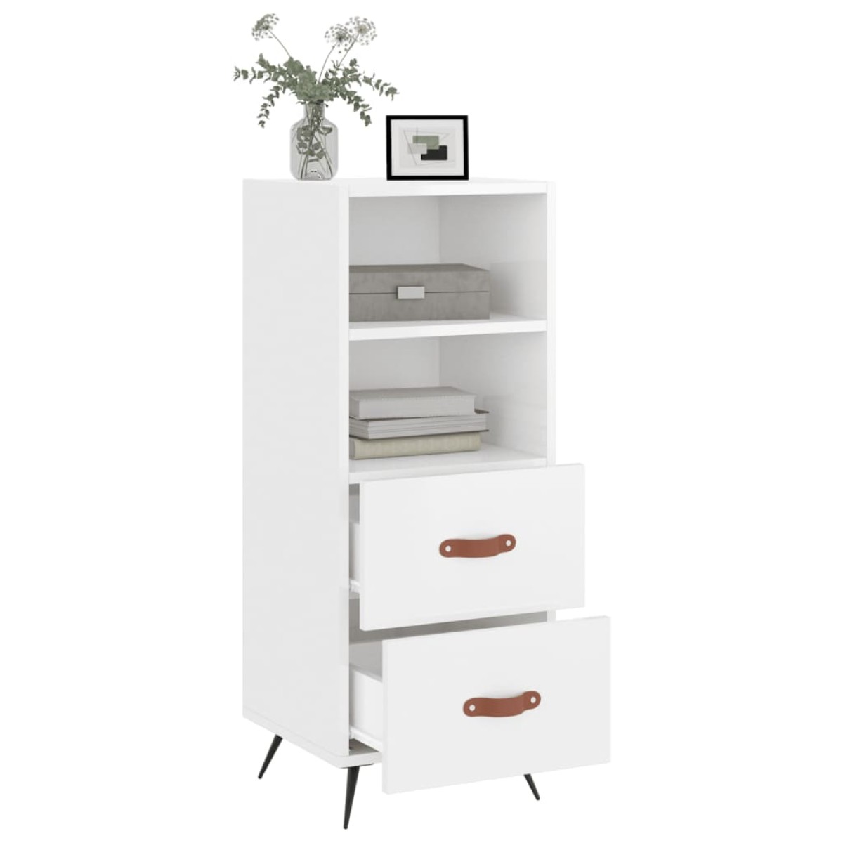 vidaXL Ντουλάπι Γυαλιστερό Λευκό 34,5x34x90 εκ. Επεξεργασμένο Ξύλο