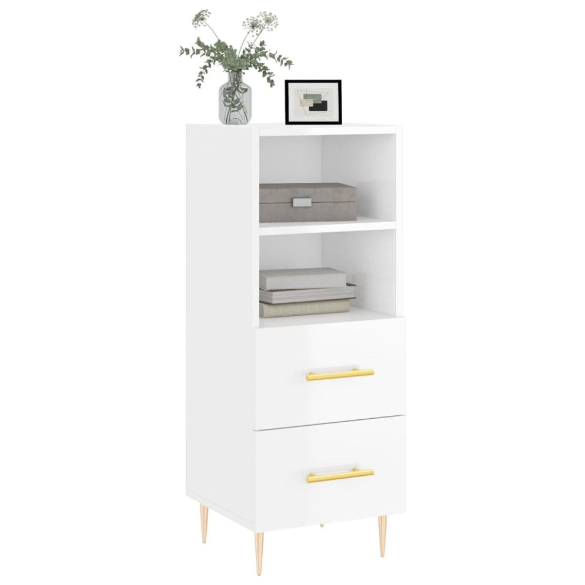 vidaXL Ντουλάπι Γυαλιστερό Λευκό 34,5x34x90 εκ. Επεξεργασμένο Ξύλο