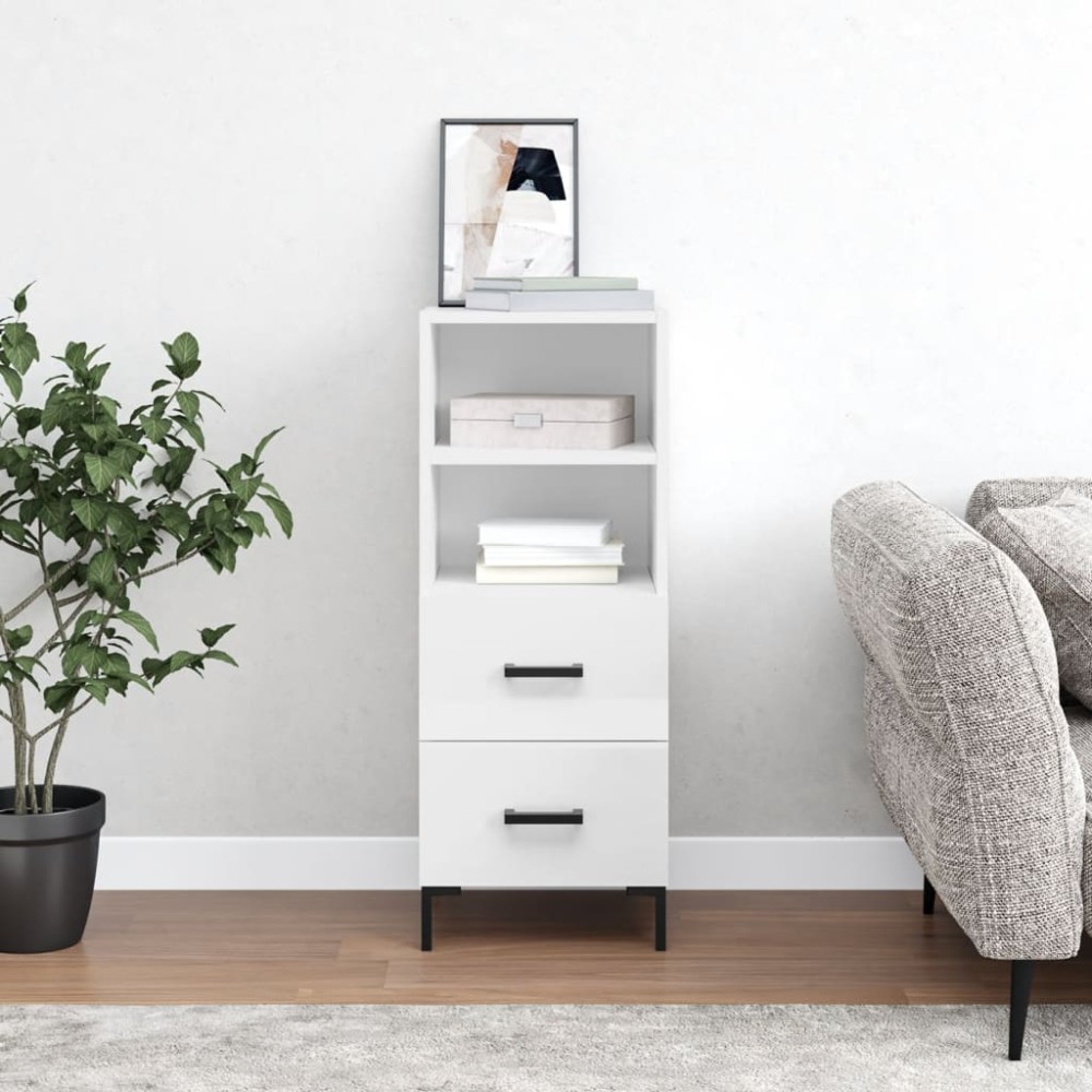 vidaXL Ντουλάπι Γυαλιστερό Λευκό 34,5x34x90 εκ. Επεξεργασμένο Ξύλο