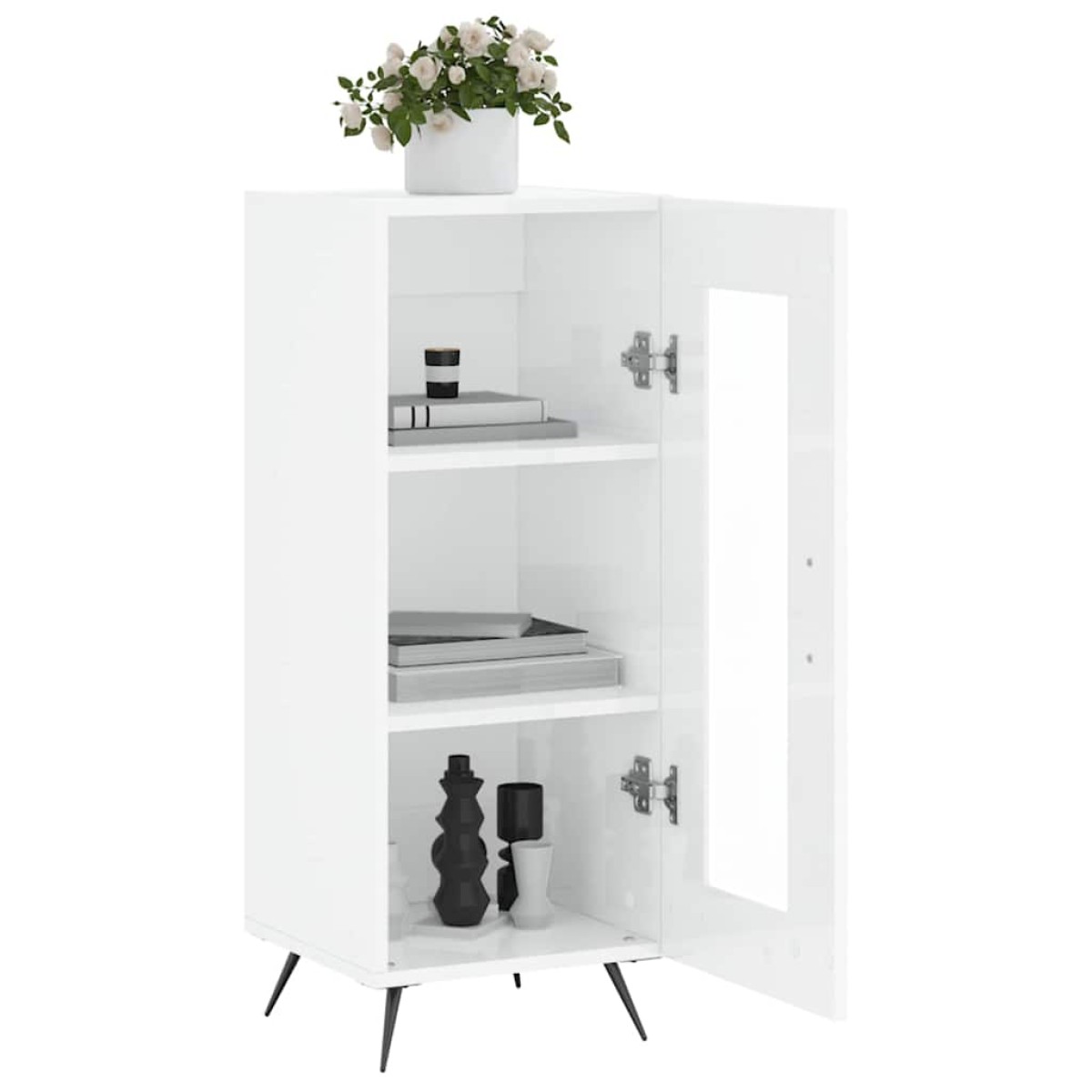 vidaXL Ντουλάπι Γυαλιστερό Λευκό 34,5x34x90 εκ. Επεξεργασμένο Ξύλο