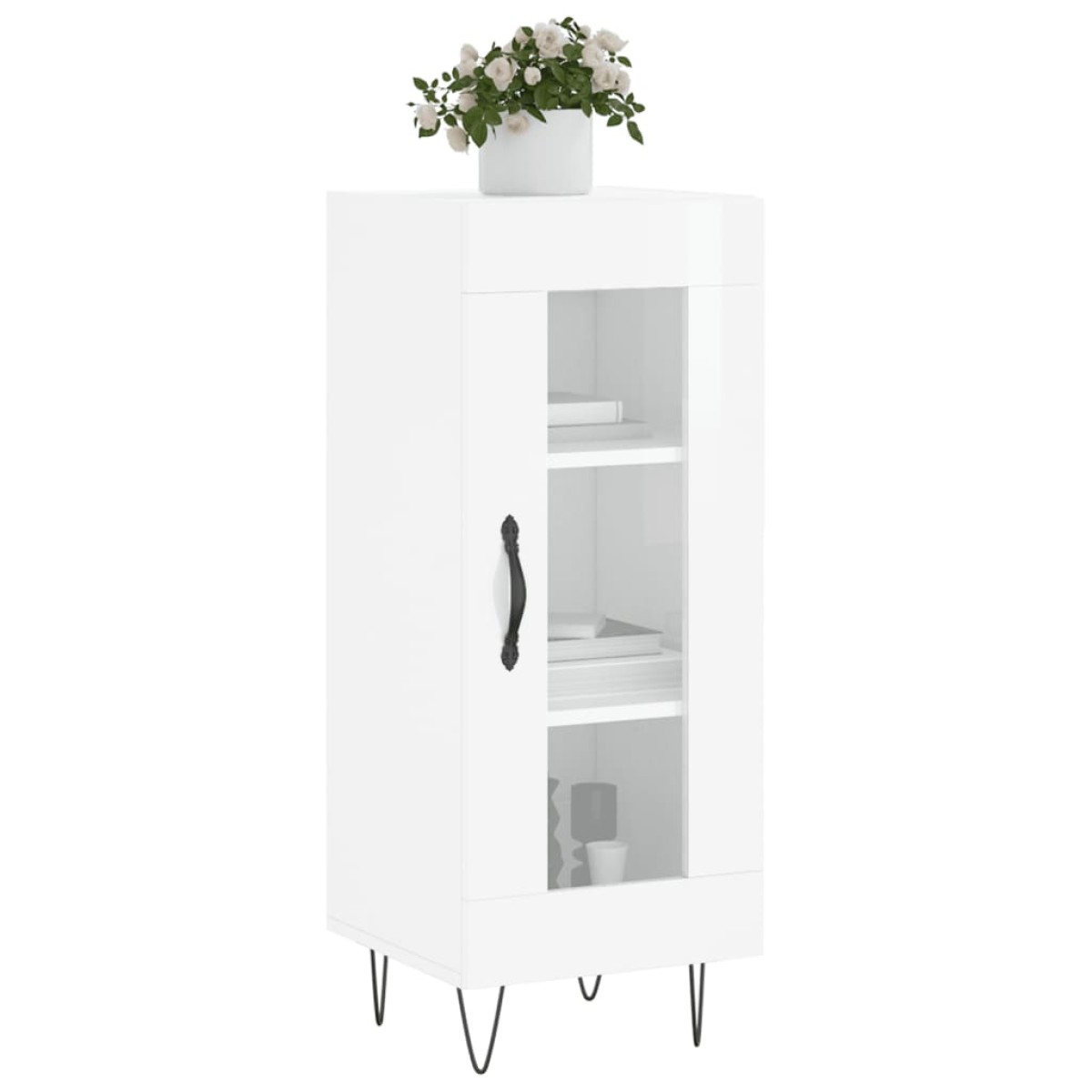 vidaXL Ντουλάπι Γυαλιστερό Λευκό 34,5x34x90 εκ. Επεξεργασμένο Ξύλο