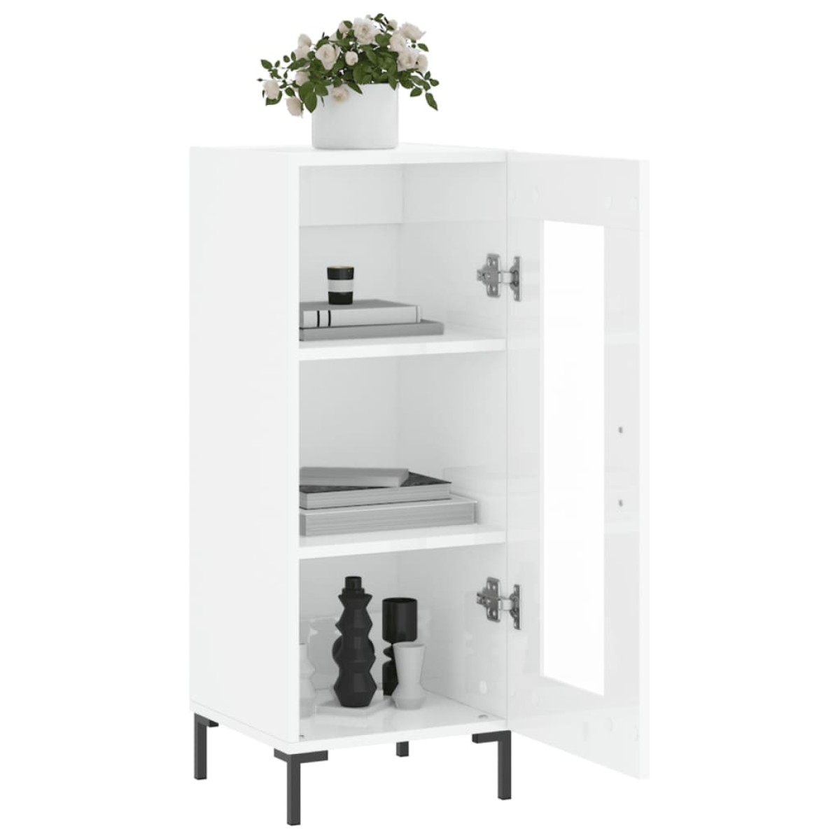 vidaXL Ντουλάπι Γυαλιστερό Λευκό 34,5x34x90 εκ. Επεξεργασμένο Ξύλο