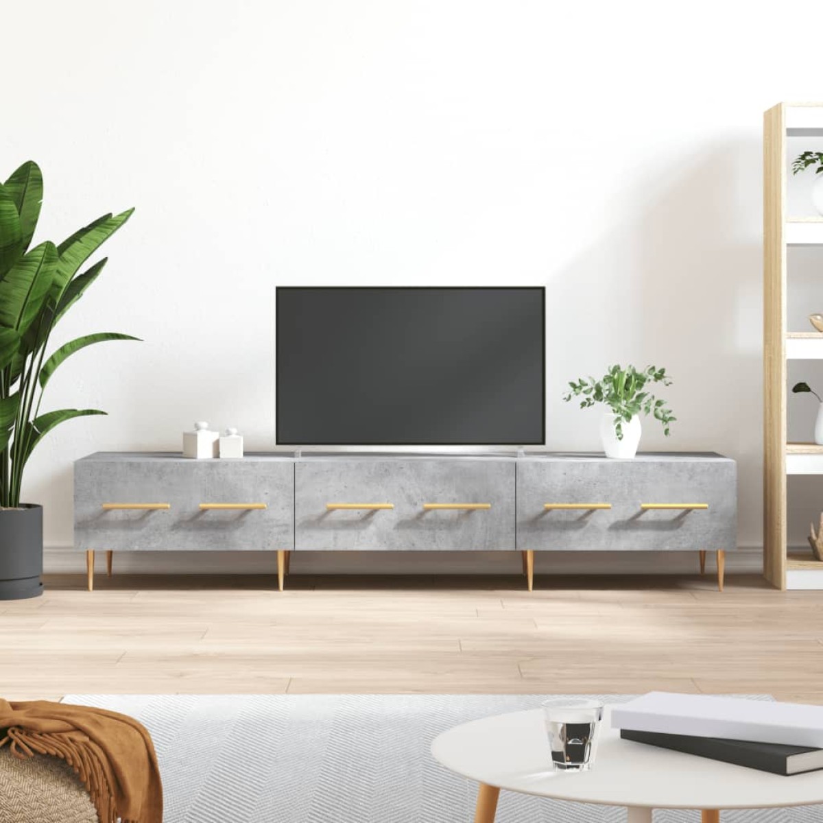 vidaXL Έπιπλο Τηλεόρασης Γκρι Σκυροδέματος 150x36x30 εκ. Επεξ. Ξύλο