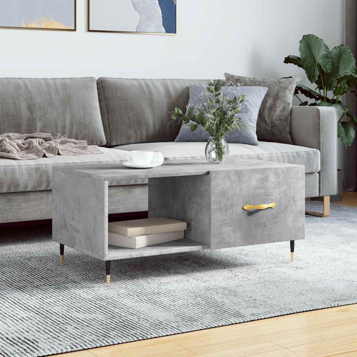 vidaXL Τραπεζάκι Σαλονιού Γκρι Σκυρ. 90x50x40 εκ. Επεξεργασμένο Ξύλο
