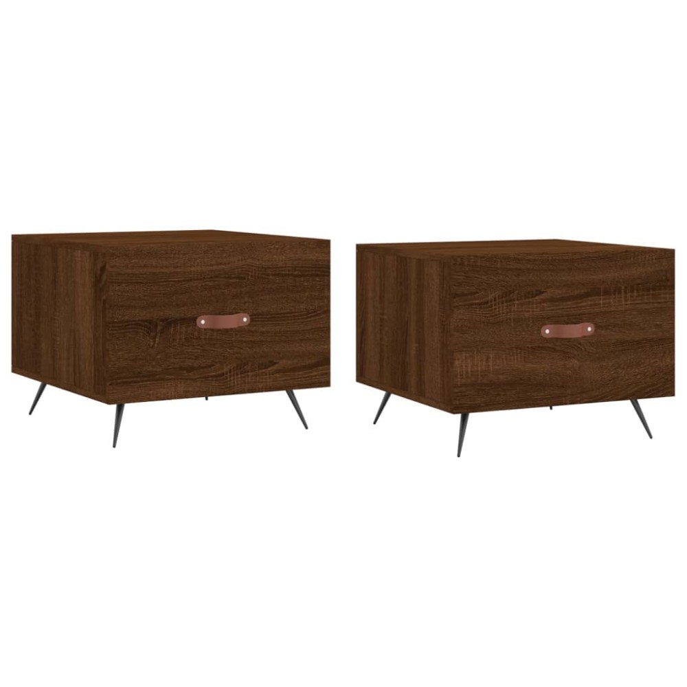 vidaXL Τραπεζάκια Σαλονιού 2 τεμ Brown Oak 50x50x40 εκ Επεξ. Ξύλο