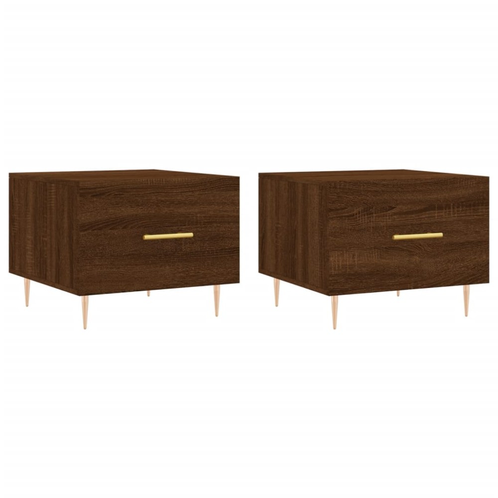 vidaXL Τραπεζάκια Σαλονιού 2 τεμ Brown Oak 50x50x40 εκ Επεξ. Ξύλο