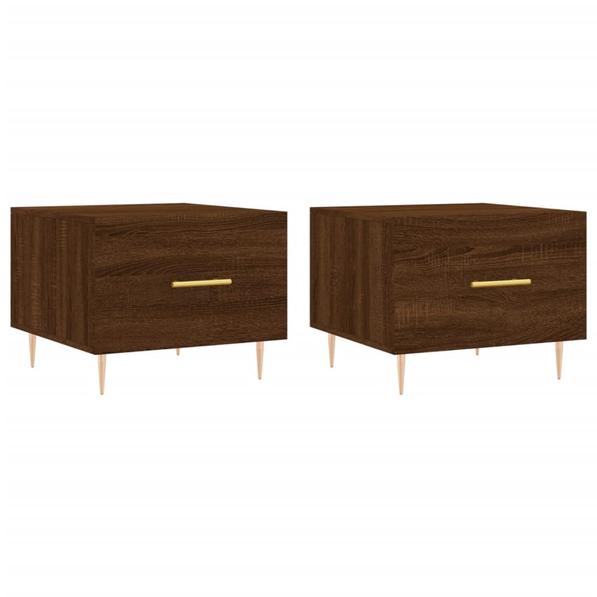 vidaXL Τραπεζάκια Σαλονιού 2 τεμ Brown Oak 50x50x40 εκ Επεξ. Ξύλο