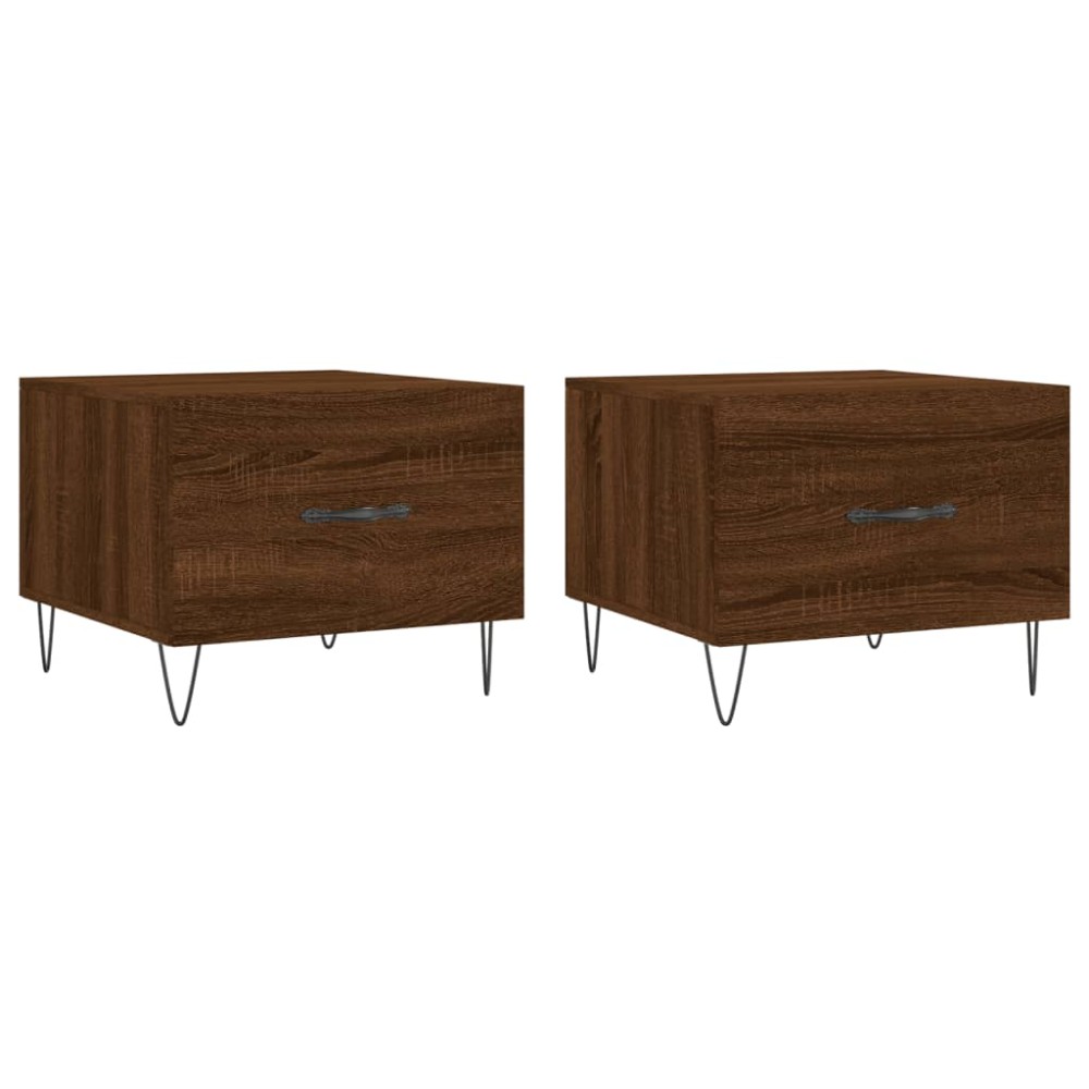 vidaXL Τραπεζάκια Σαλονιού 2 τεμ Brown Oak 50x50x40 εκ Επεξ. Ξύλο