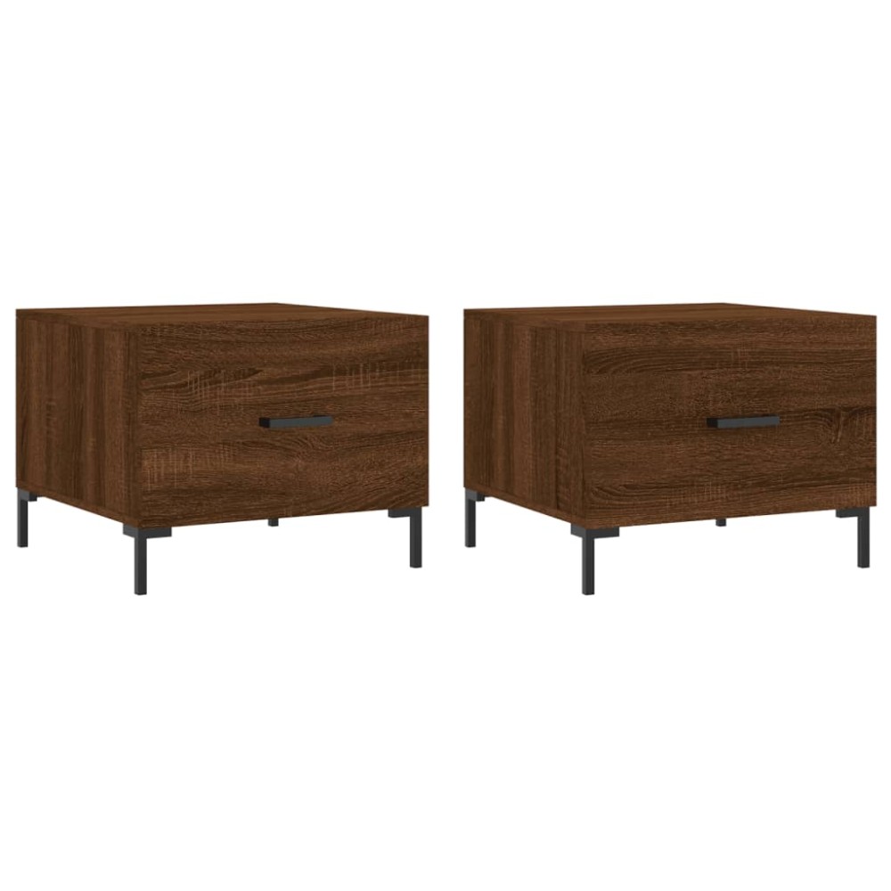vidaXL Τραπεζάκια Σαλονιού 2 τεμ Brown Oak 50x50x40 εκ Επεξ. Ξύλο