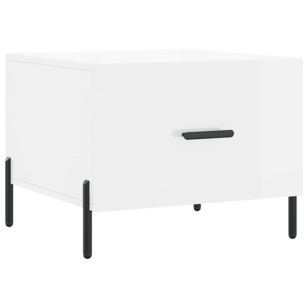 vidaXL Τραπεζάκι Σαλονιού Γυαλ. Λευκό 50 x 50 x 40 εκ. Επεξεργ. Ξύλο