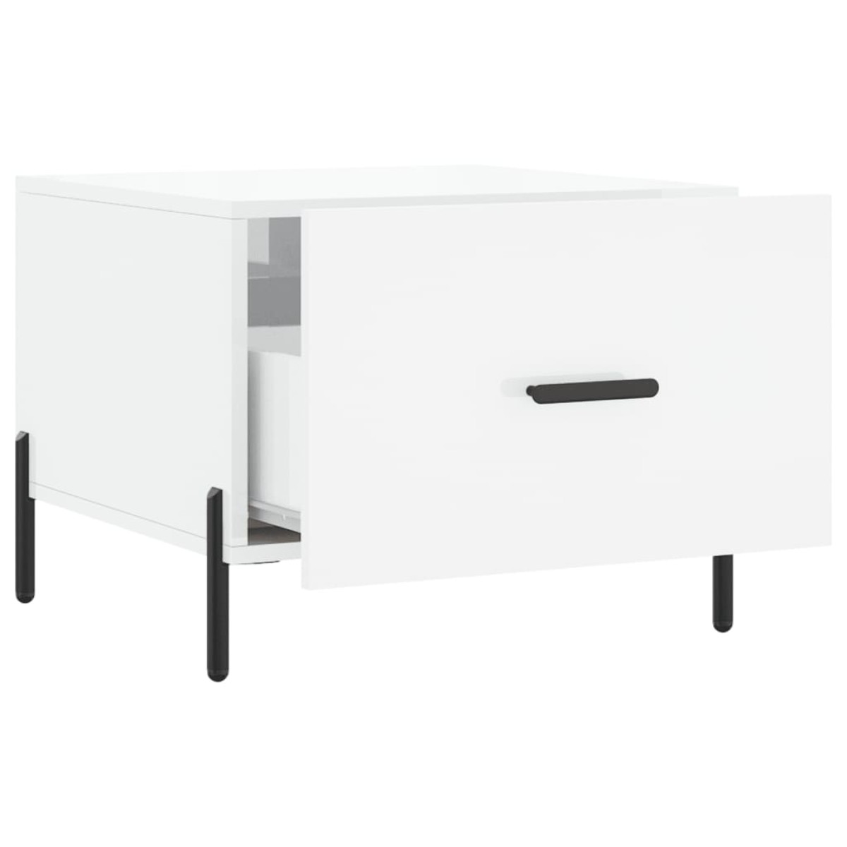 vidaXL Τραπεζάκι Σαλονιού Γυαλ. Λευκό 50 x 50 x 40 εκ. Επεξεργ. Ξύλο