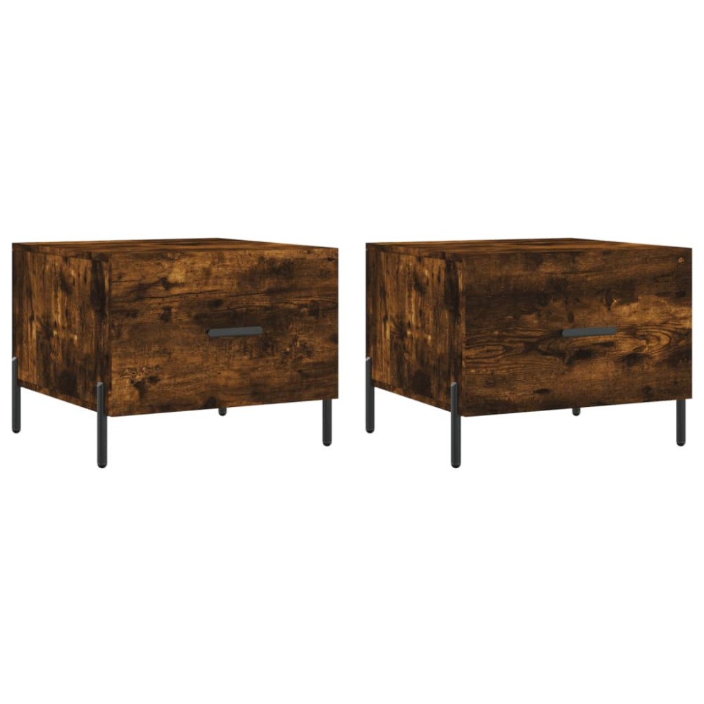 vidaXL Τραπεζάκια Σαλονιού 2 τεμ Καπνιστή Oak 50x50x40 εκ Επεξ. Ξύλο