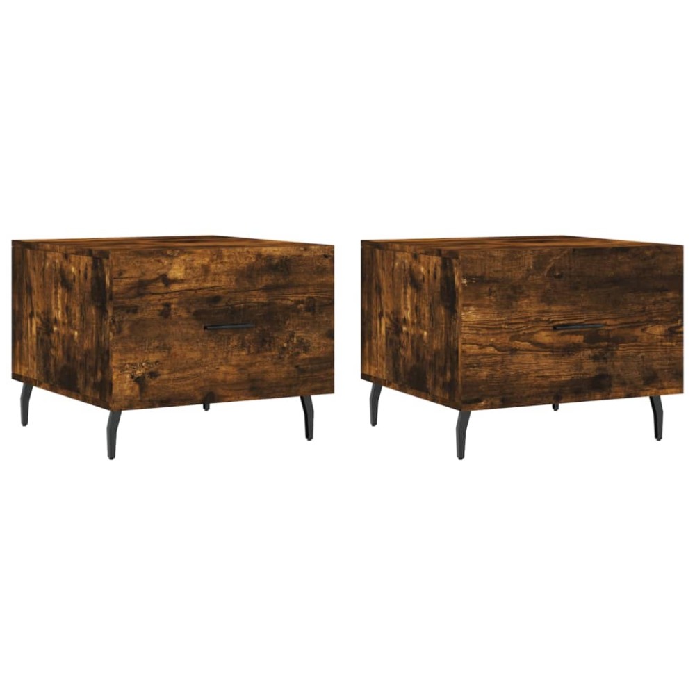vidaXL Τραπεζάκια Σαλονιού 2 τεμ Καπνιστή Oak 50x50x40 εκ Επεξ. Ξύλο