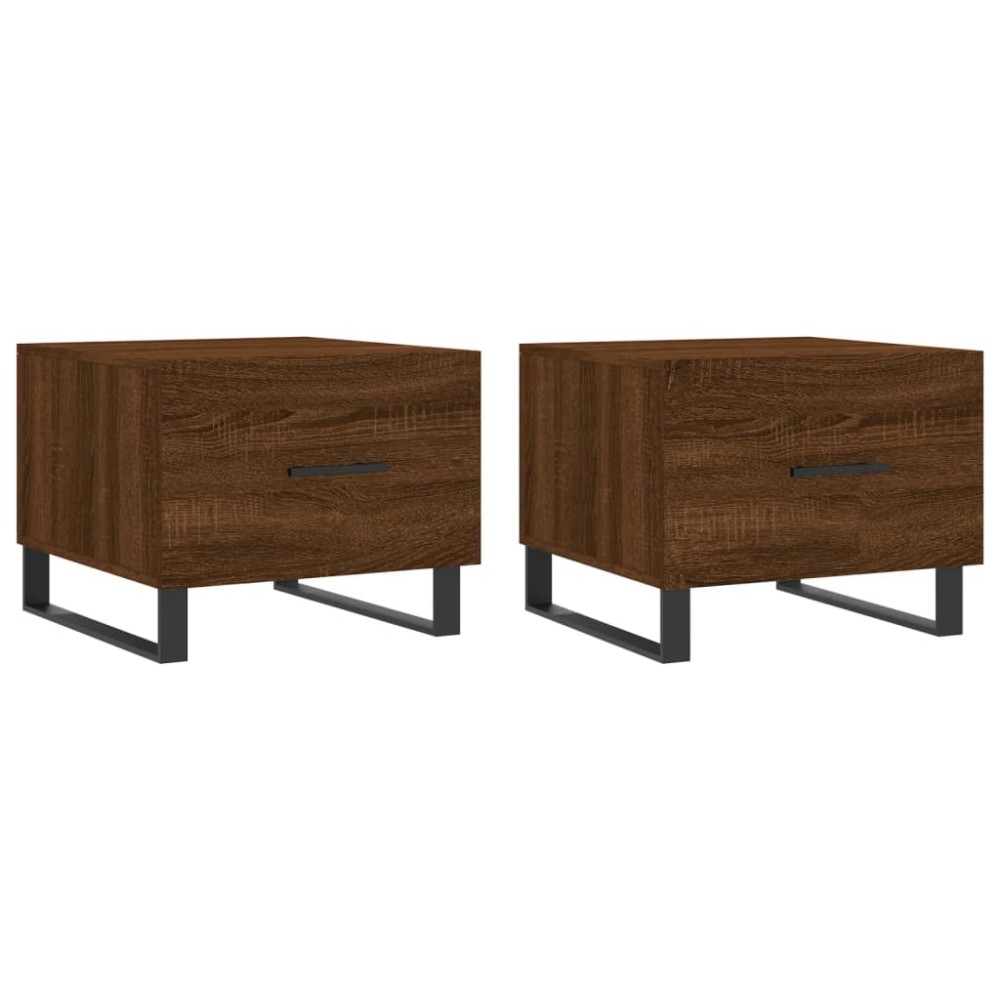 vidaXL Τραπεζάκια Σαλονιού 2 τεμ Brown Oak 50x50x40 εκ Επεξ. Ξύλο