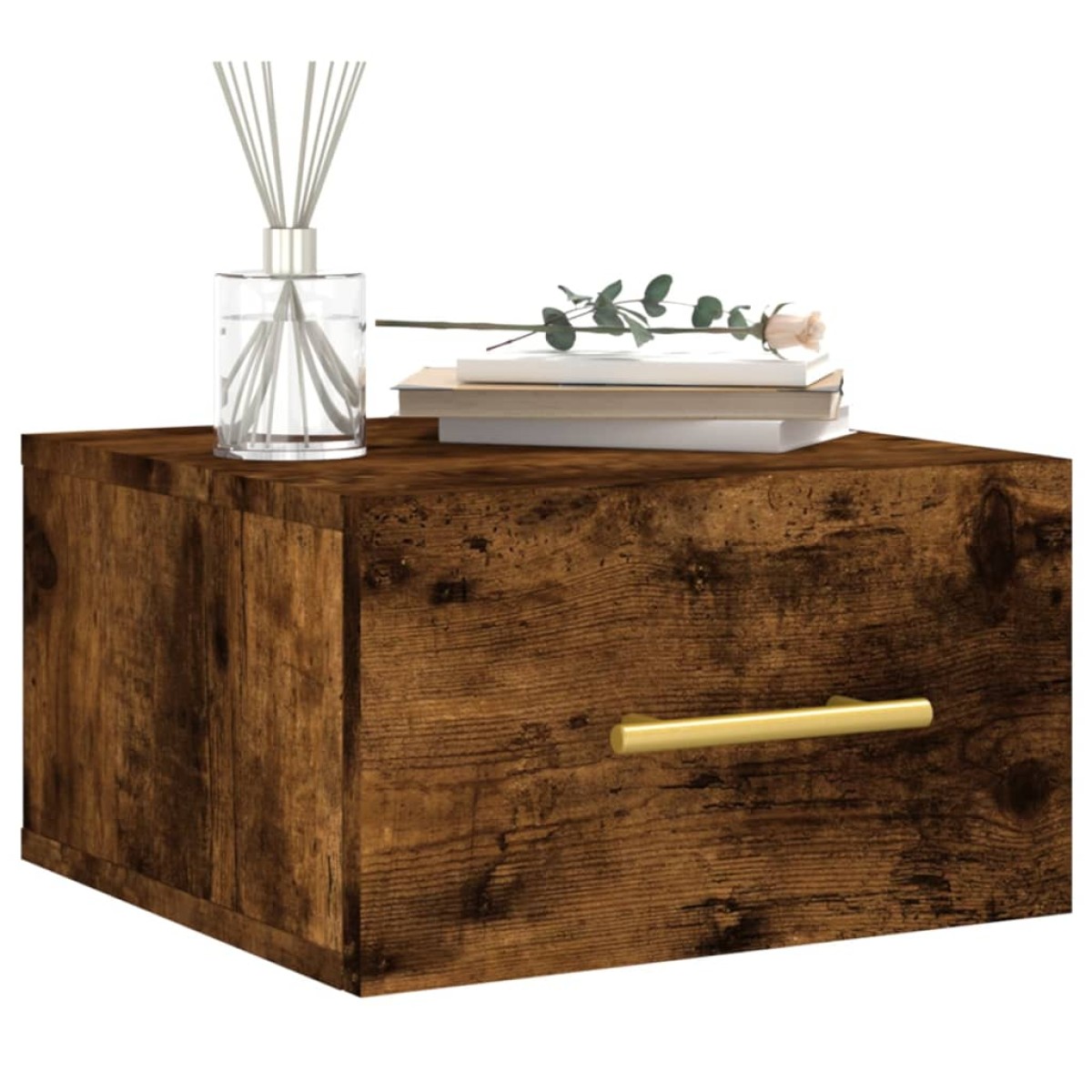 vidaXL Κομοδίνο Επιτοίχιο Καπνιστή Δρυς 35 x 35 x 20 εκ.