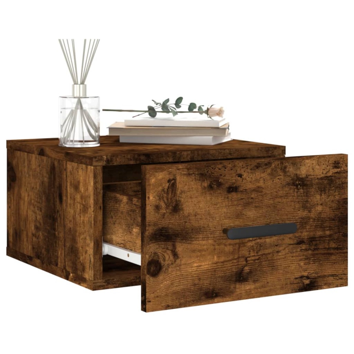 vidaXL Κομοδίνο Επιτοίχιο Καπνιστή Δρυς 35 x 35 x 20 εκ.