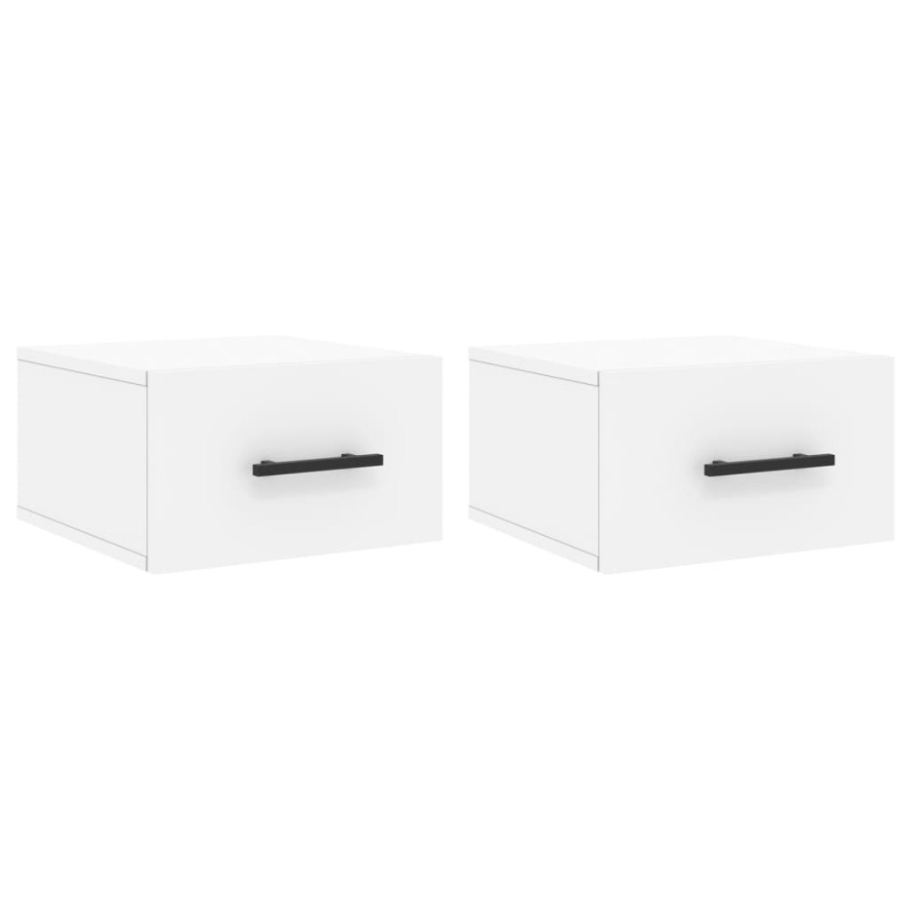 vidaXL Κομοδίνα Επιτοίχια 2 τεμ. Λευκά 35x35x20 εκ.