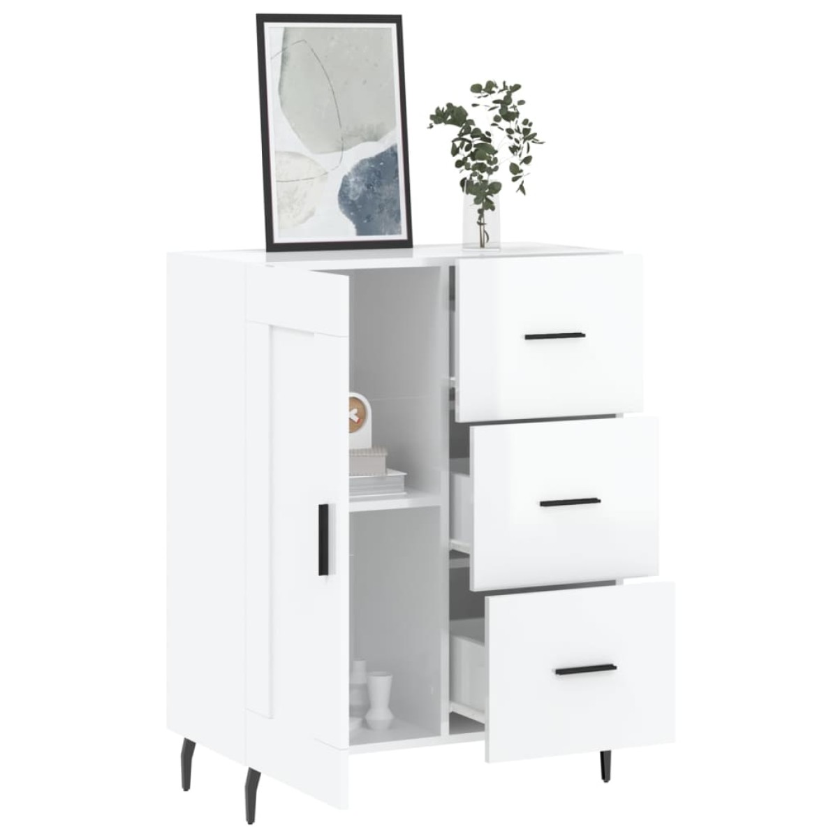 vidaXL Ντουλάπι Γυαλιστερό Λευκό 69,5x34x90 εκ. Επεξεργασμένο Ξύλο