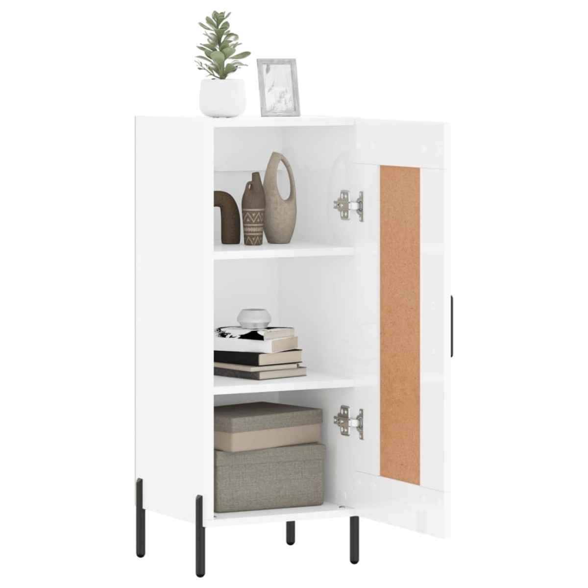 vidaXL Ντουλάπι Γυαλιστερό Λευκό 34,5x34x90 εκ. Επεξεργασμένο Ξύλο