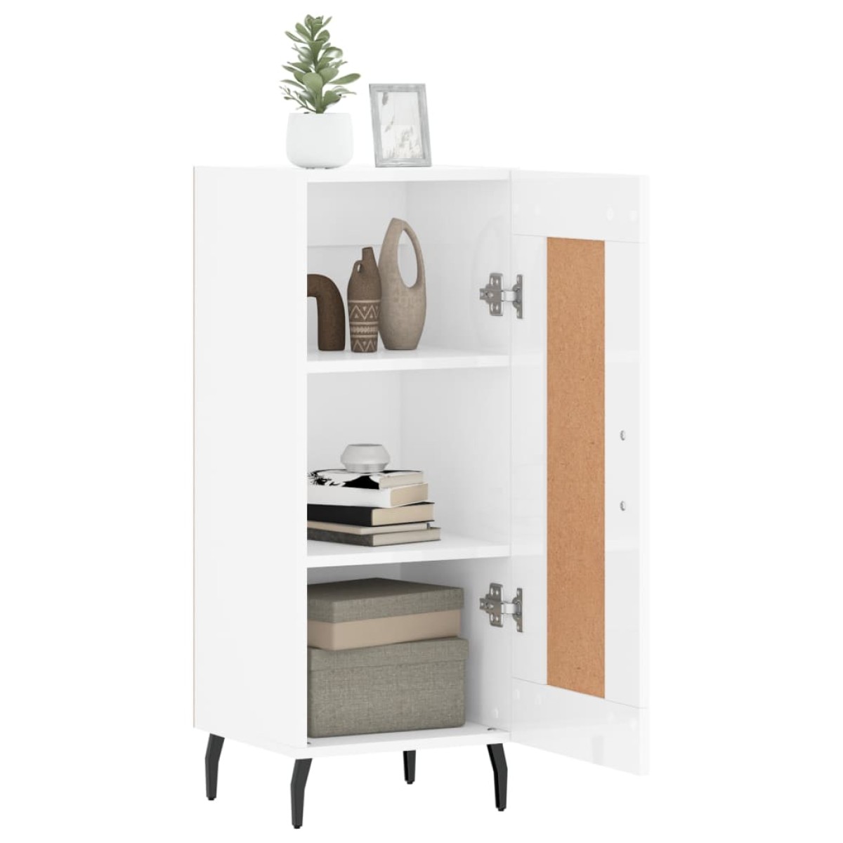 vidaXL Ντουλάπι Γυαλιστερό Λευκό 34,5x34x90 εκ. Επεξεργασμένο Ξύλο