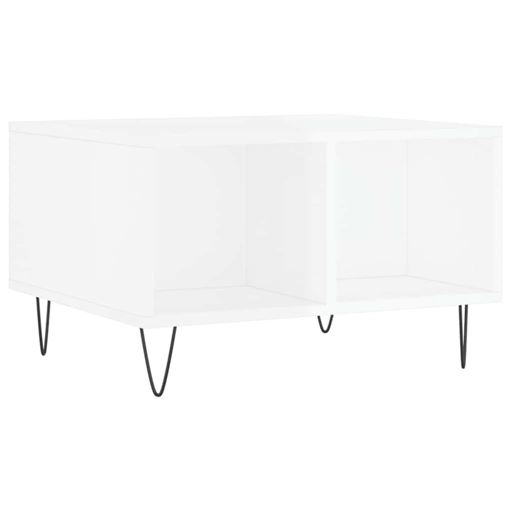 vidaXL Τραπεζάκι Σαλονιού Γυαλ. Λευκό 60x50x36,5 εκ. Επεξεργ. Ξύλο