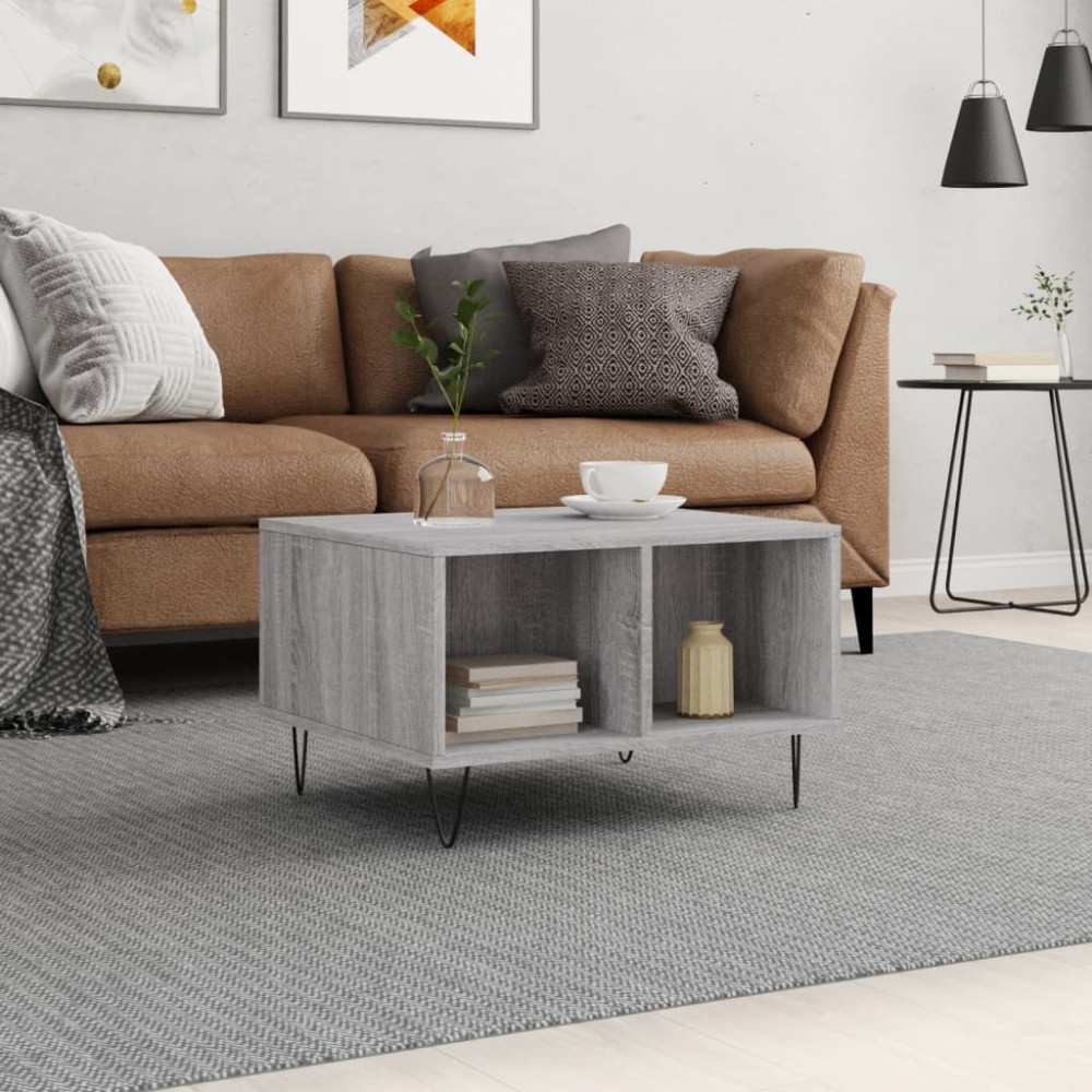 vidaXL Τραπεζάκι Σαλονιού Γκρι Sonoma 60x50x36,5εκ. Επεξεργασμένο Ξύλο