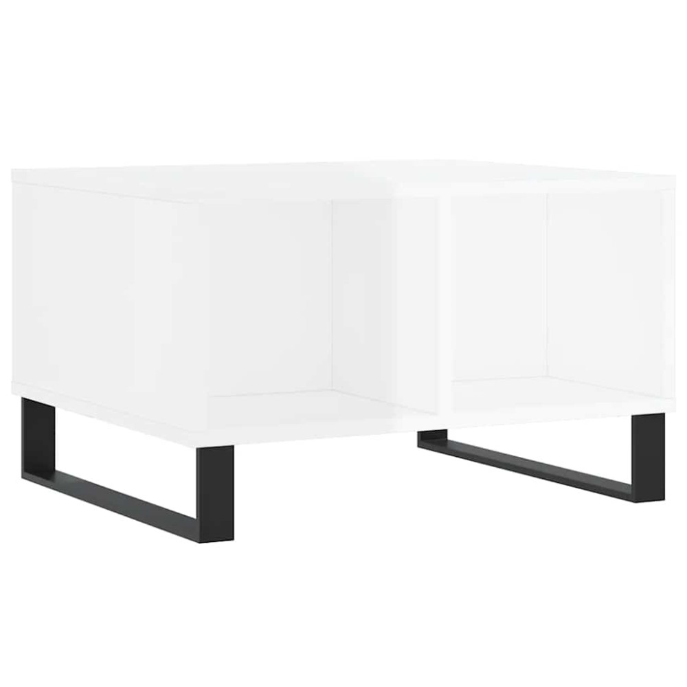 vidaXL Τραπεζάκι Σαλονιού Γυαλ. Λευκό 60x50x36,5 εκ. Επεξεργ. Ξύλο