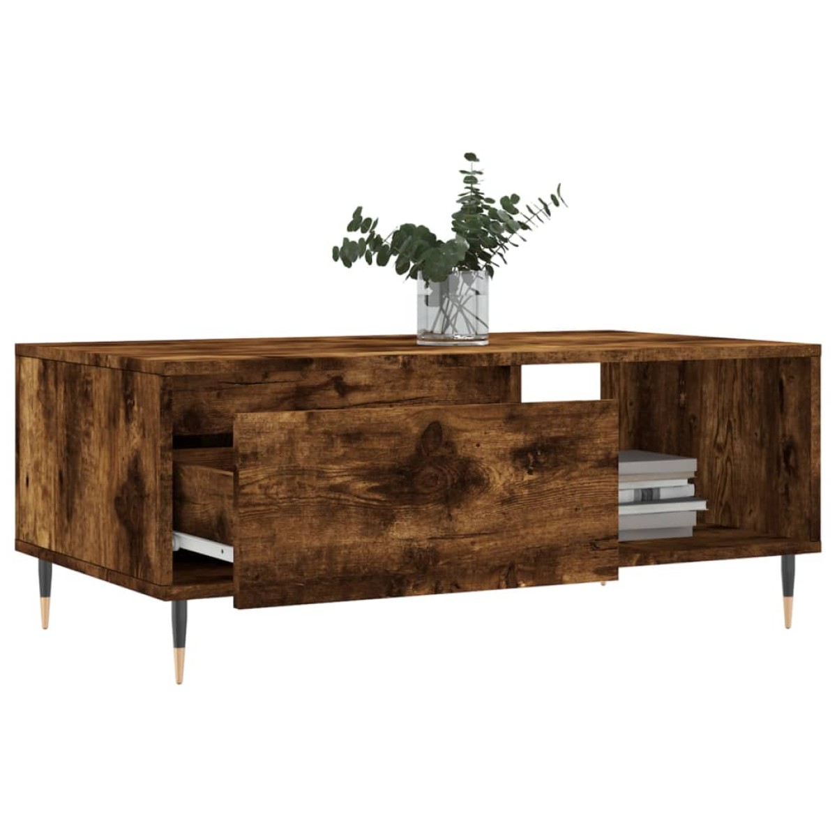 vidaXL Τραπεζάκι Σαλονιού Καπνιστή Δρυς 90x50x36,5 εκ. Επεξεργ. Ξύλο