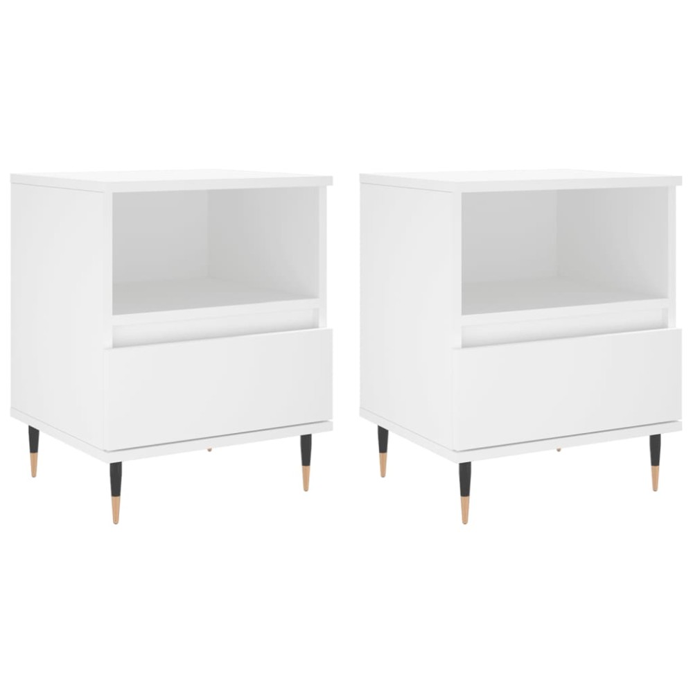 vidaXL Κομοδίνα Λευκά 2 τεμ. 40 x 35 x 50 εκ. από Επεξεργασμένο Ξύλο
