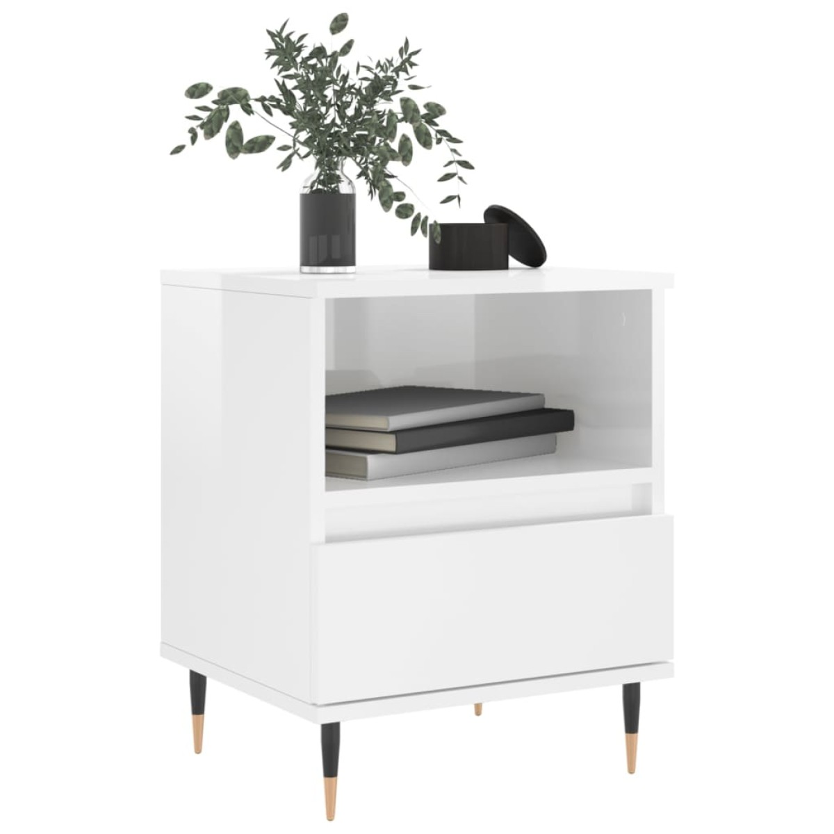 vidaXL Κομοδίνα 2 τεμ. Γυαλ. Λευκό 40 x 35 x 50 εκ. Επεξεργασμένο Ξύλο