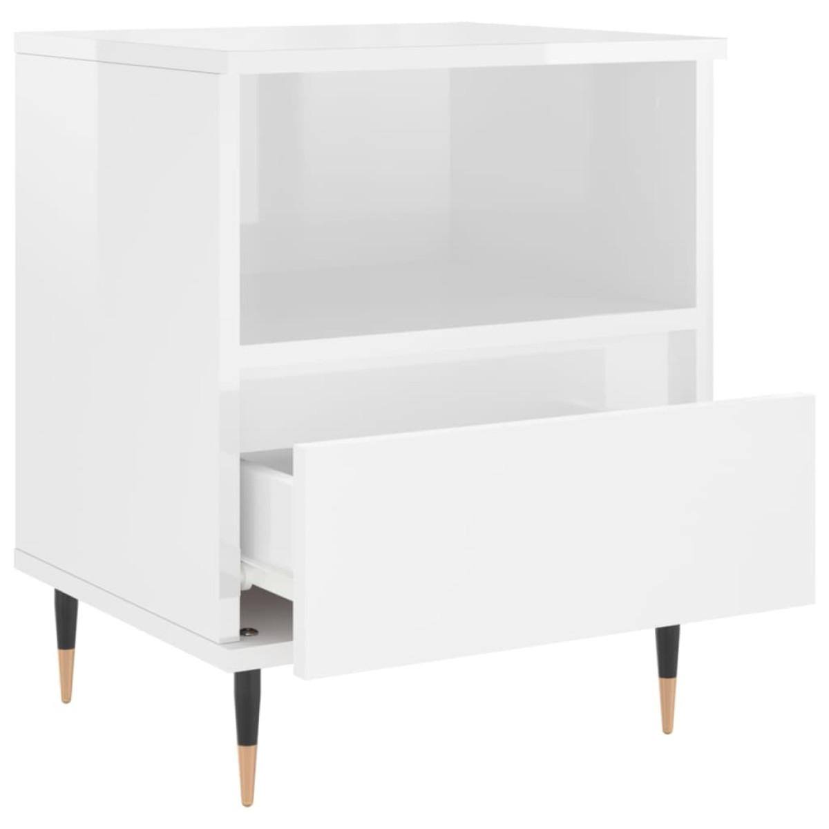 vidaXL Κομοδίνα 2 τεμ. Γυαλ. Λευκό 40 x 35 x 50 εκ. Επεξεργασμένο Ξύλο